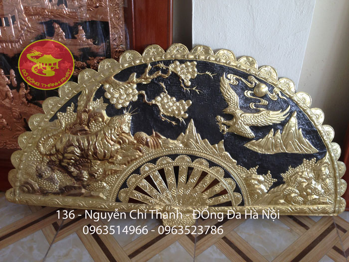 bức tranh rẻ quạt anh hùng tương ngộ bằng đồng đẹp